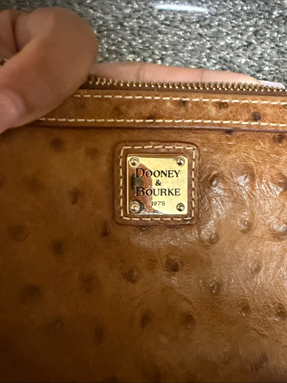 Dooney & Bourke Cognac Ostrich-Embossed Wristlet - Picture 7 of 7